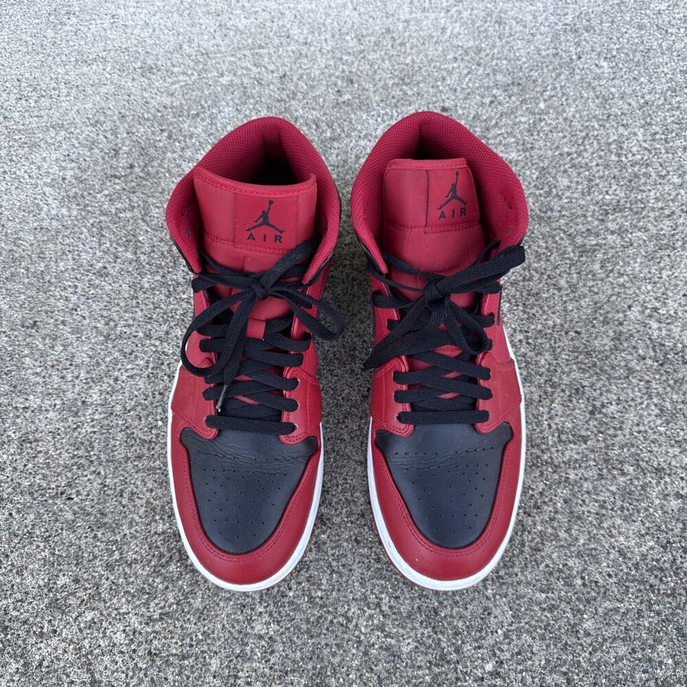 Nike Air Jordan 1 Mid Reverse BRED Black Red White Men’s Size 10.5